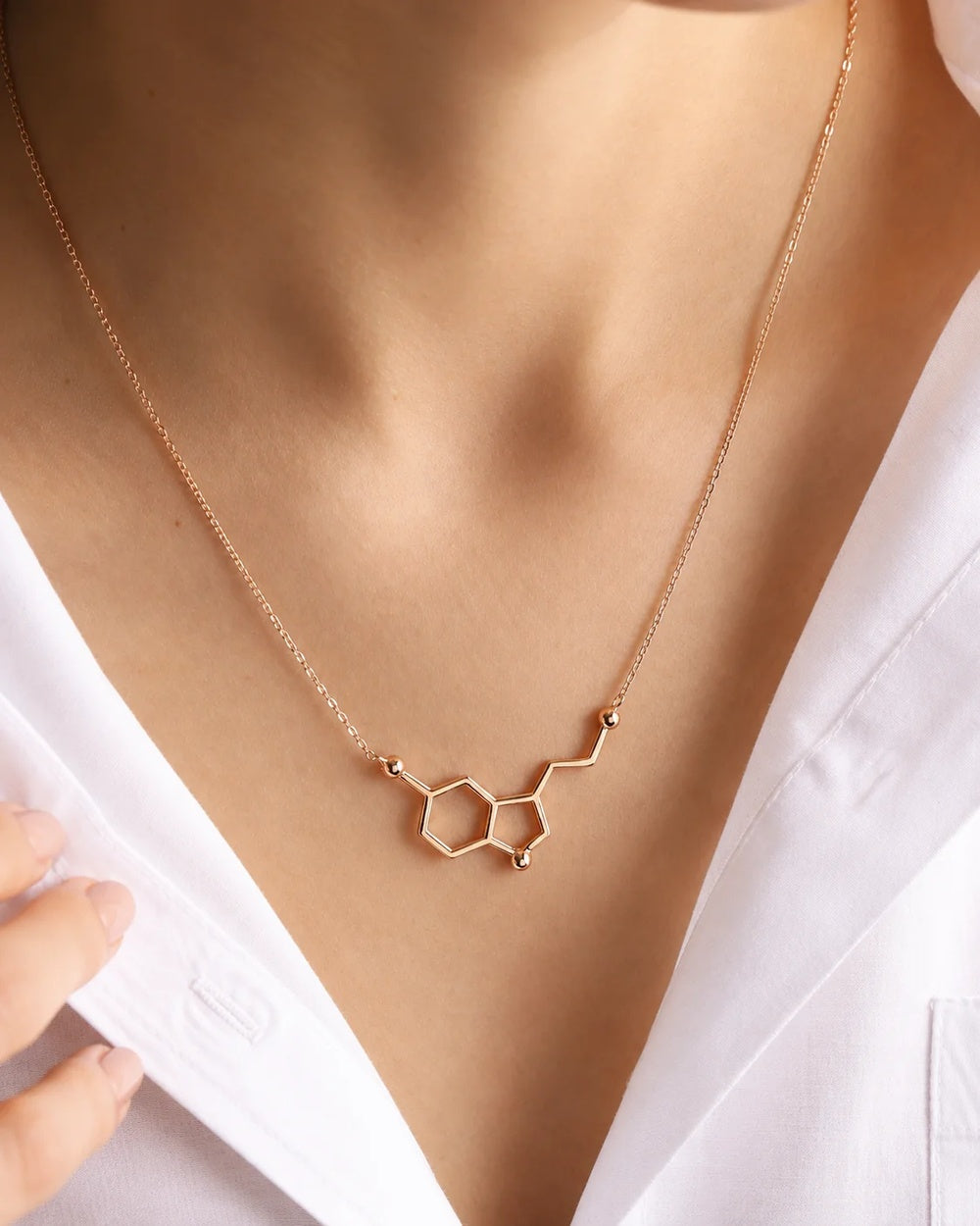 925 Ayar Gümüş Serotonin Molekül Kolye