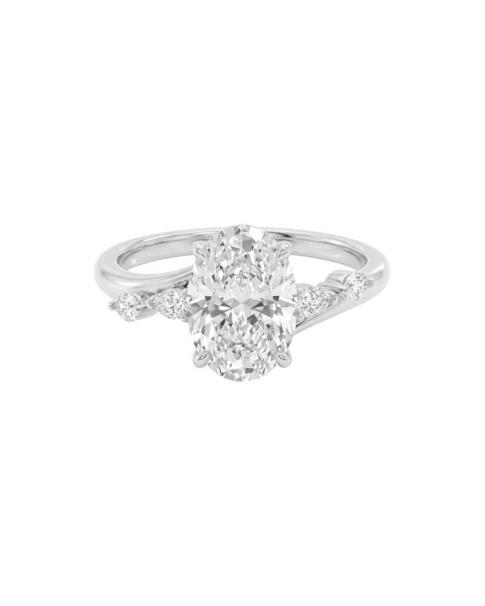 Floral Oval Tektaş Yüzük