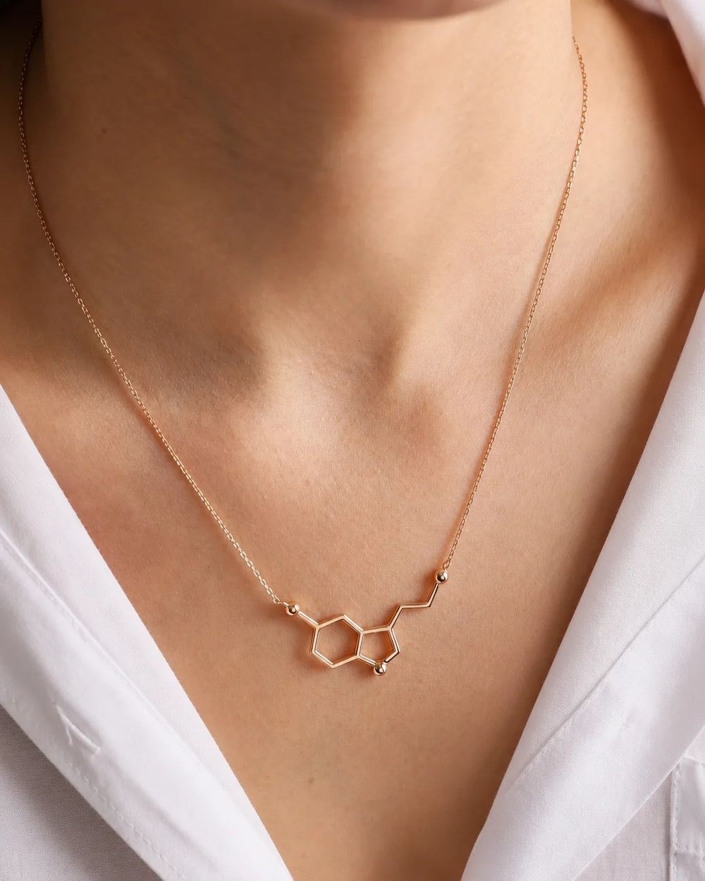 925 Ayar Gümüş Serotonin Molekül Kolye