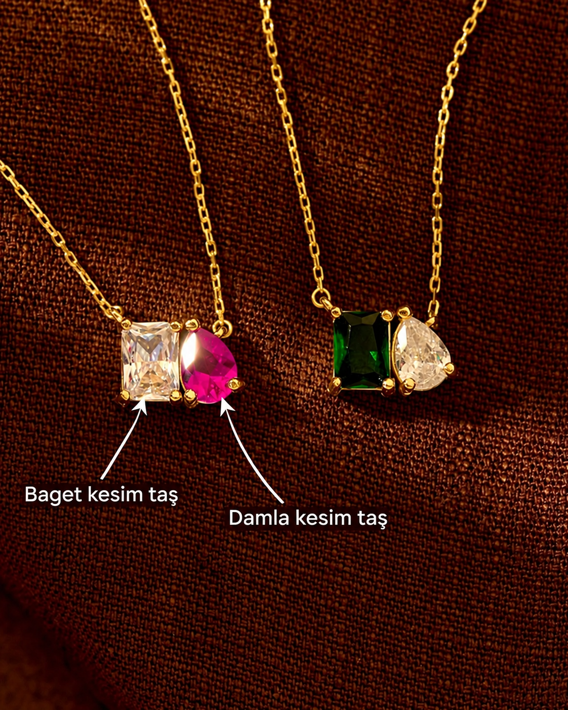 Doğum Taşlı Gümüş Toi et Moi Kolye