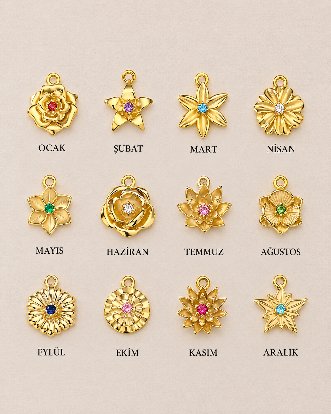 Gümüş Harfli Doğum Çiçeği Kolye