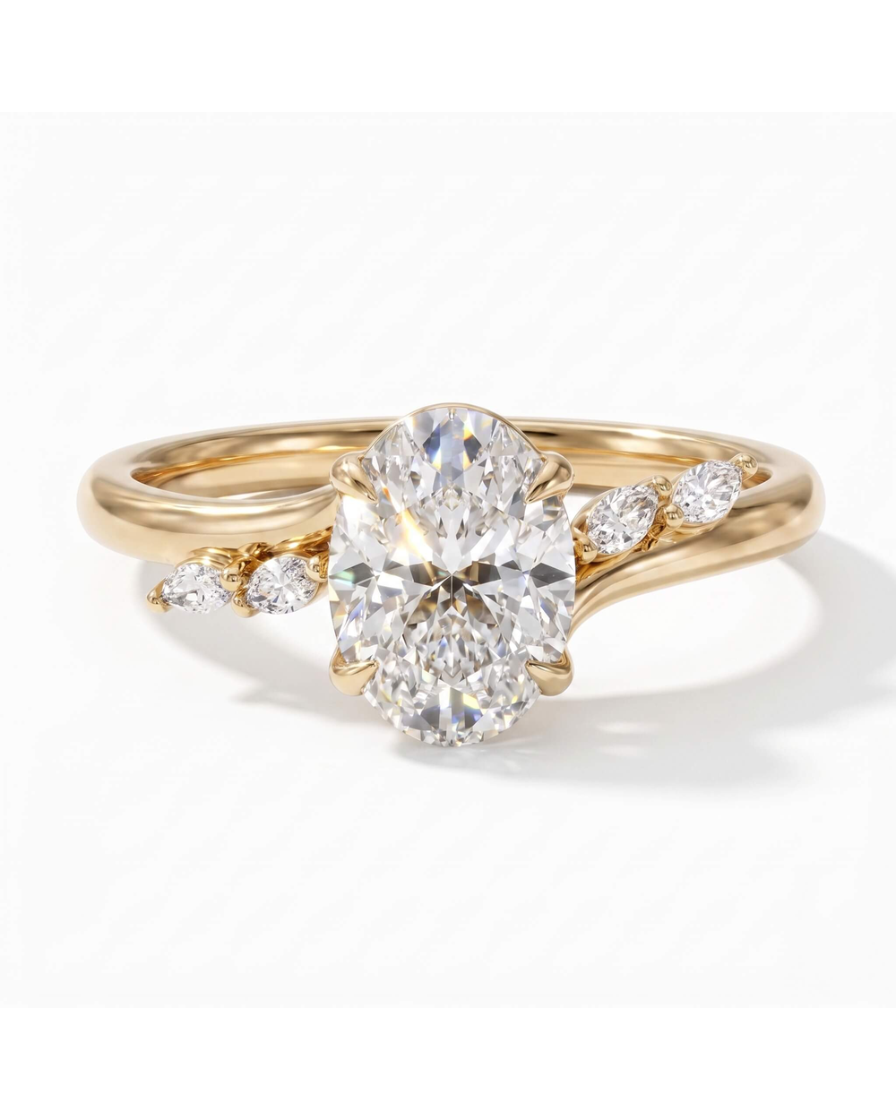 Floral Oval Tektaş Yüzük